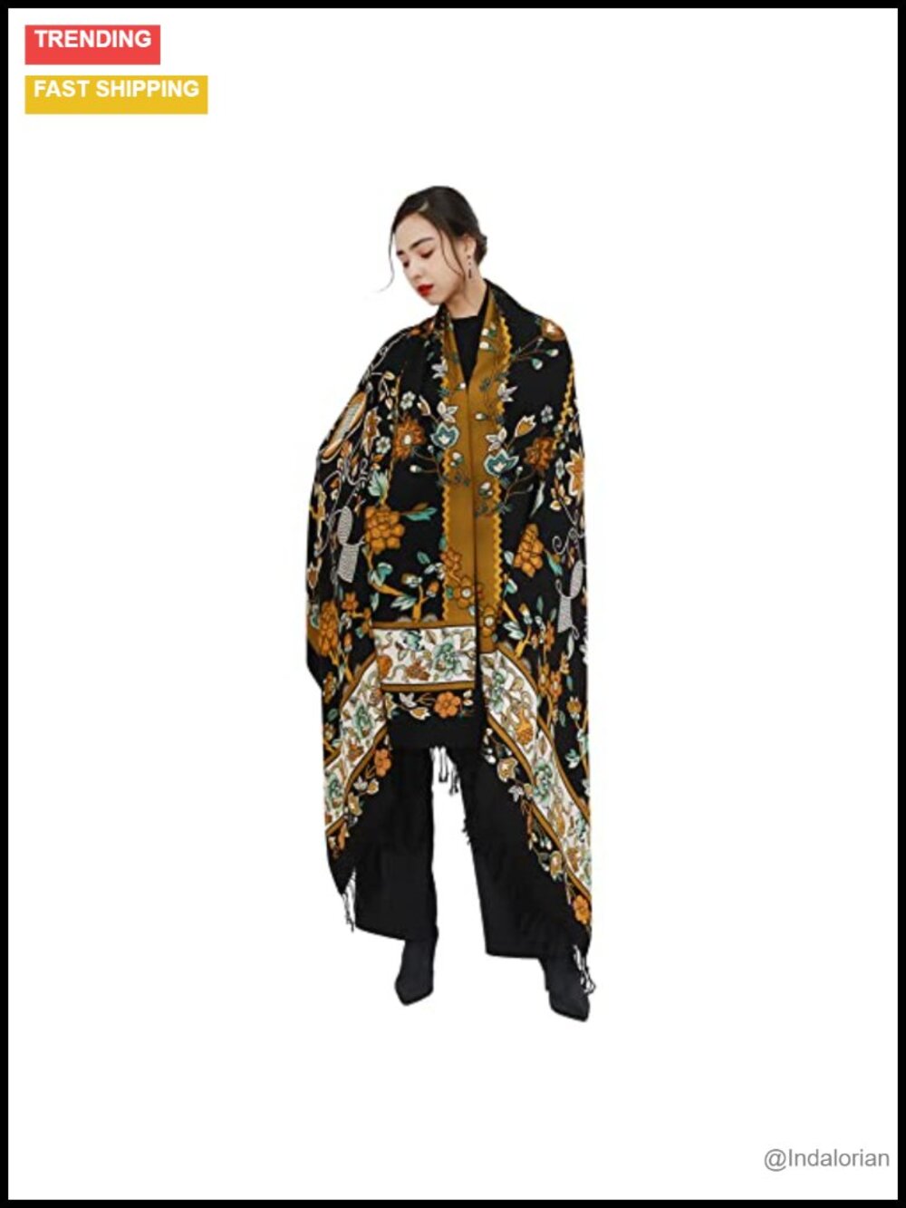 100% Merino Wool Extra Large Pashmina Shawl Wrap Handmade Tassel Travel Blanket